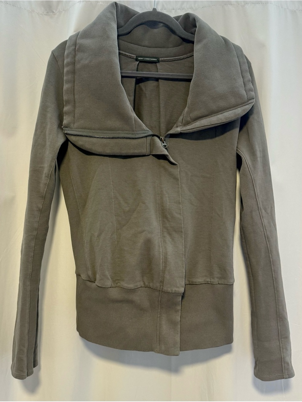 Herff Christiansen Womens Medium Asymmetrical Full Zip Up Jacket Sweatshirt Moto